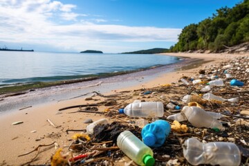 Fototapeta na wymiar beach cleaned of plastic waste