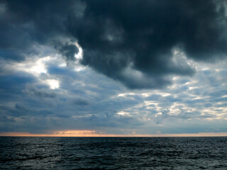Beautiful evening cloudscape over the sea