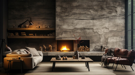Generative ai illustration of Minimalist style interior design of modern living room