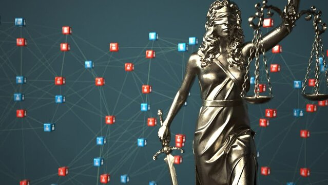 4k Video Lady Justice Statue Human Networks, Prores 4444