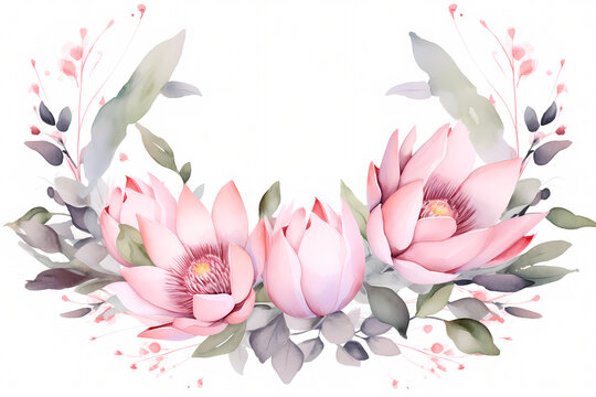 pink lotus flower on white painting