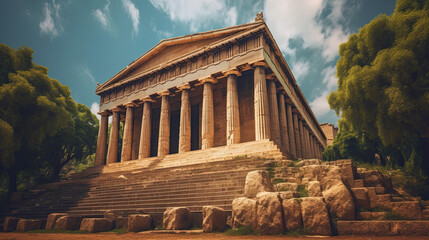 ancient greek temple of hephaestus. - obrazy, fototapety, plakaty