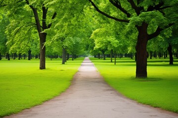 Fototapeta premium a pathway splitting into two in a green park