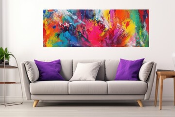 a plain canvas next to a vibrant painting