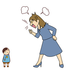 子育てのイライラと叱責・怒鳴る母親と泣く子供