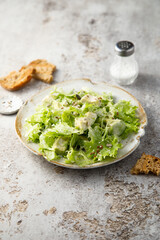 Healthy leaf salad with avocado and seeds