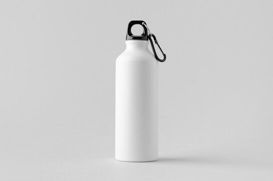 White reusable water bottle mockup.