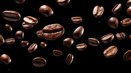 Coffee beans on dark background. Generative AI