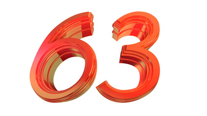 Clean red glossy 3d number 63