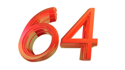 Clean red glossy 3d number 64
