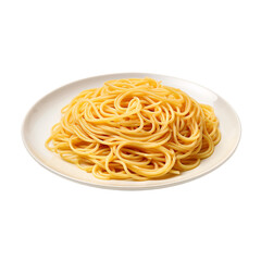 plate of classic Spaghetti Bolognese isolated on transparent background, Italian pasta on a white plate for the menu design