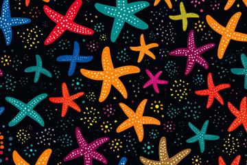 Starfish quirky doodle pattern, wallpaper, background, cartoon, vector, whimsical Illustration