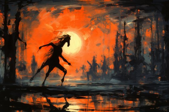 Elusive centaurs galloping through moonlit meadows - Generative AI