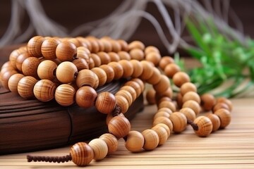 strings of wooden massage beads
