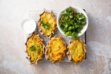 Traditional rye pastries with rice and potato
