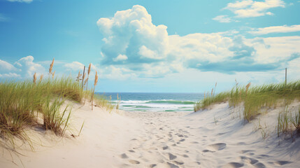 Sand path beach blue sky