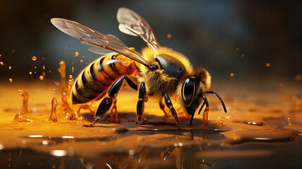 Shot honey bee