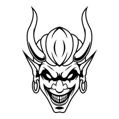 Devil Vector. Black And White Devil Man Logo Design Vector Mascot template