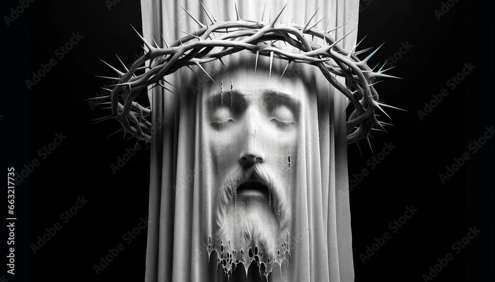 Wall mural Contrasting Grace in Negative: The Crowned Savior Rising