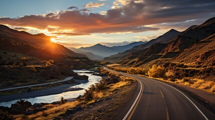 Fototapeta premium Journey through winding roads of spectacular scenery for a memorable excursion.