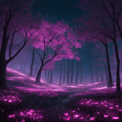 night in the pink neon forest west