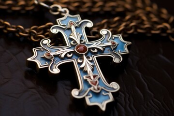 close-up of a metallic, decorative orthodox cross