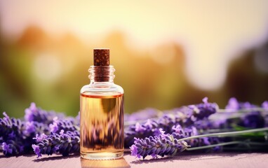 Obraz na płótnie Canvas Lavender Essential Oil Bottle Natural