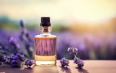 Obraz na płótnie Canvas Natural Lavender Oil Essence Bottle