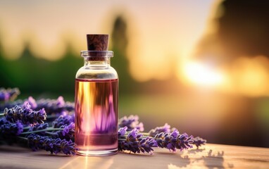 Obraz na płótnie Canvas Lavender Bottle Natural Essential Oil