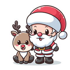 HOLIDAY CHRISTMAS, MARRY CHRISTMAS / Chimney Santa Claus - Cute and Fabulous Hipster Santa Claus Sticker Collection, Illustrated Vector Style, Isolated on a Transparent Background png (Generative Ai)