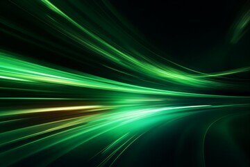 Fototapeta na wymiar Abstract Speed Motion in Light Green on Dark Background