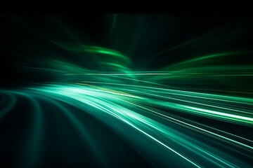 Abstract Speed Motion in Light Green on Dark Background
