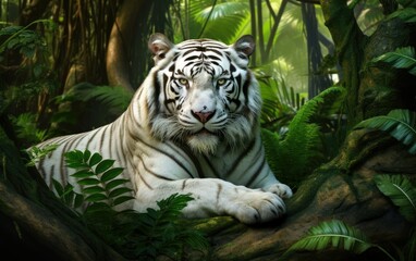 Magnificent Tiger in Green Forest