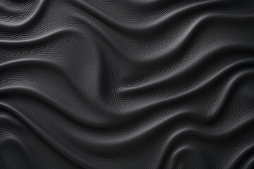 Textured Black Leather with Dark Waves