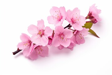 Isolated Pink Cherry Blossom on White