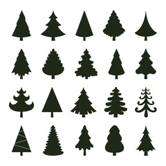 Obraz premium Set of vector christmas trees isolated on white background