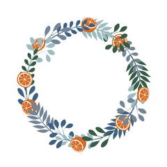 Vector frame with plants isolated on white background