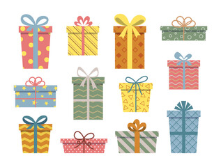 Set of vector gift boxes isolated on white background