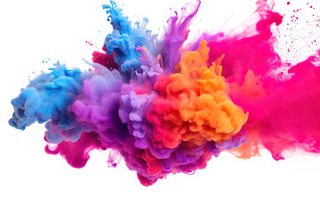 colorful vibrant smoke bomb explosion clouds on transparent background	
