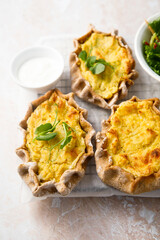 Traditional rye pastries with rice and potato