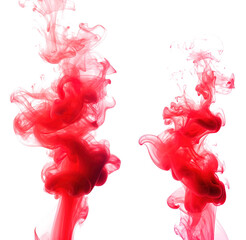 dynamic red smoke bomb explosion clouds on transparent background	
