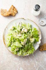 Healthy leaf salad with avocado and seeds