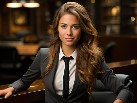 Portrait of smiling young biracial businesswoman standing with arms crossed in creative office