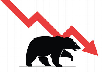 trading bearish position forex stock graph falling down loss red arrow pointing down