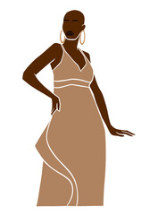 Abstract bald black woman portrait illustration. Vector illustration.