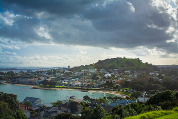 Looking over historical suburb of Devonport on the shore of Auckland Harbour. North Island, New Zealand