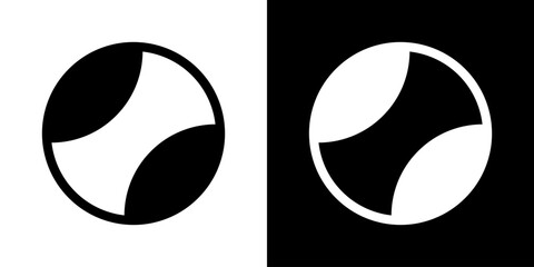 Black tennis ball silhouette. Tennis ball icon. Ball design vector illustration.
