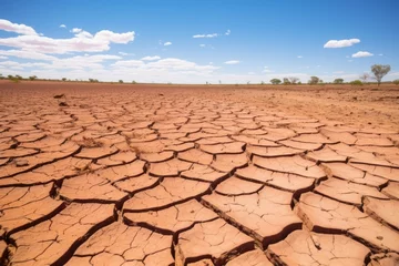 Deurstickers cracked red desert soil due to drought © Alfazet Chronicles