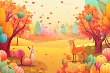 Obraz na płótnie Canvas bright autumn celebration with a joyful festival banner and picturesque digital illustration. Generative AI