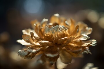 Stunning gilded flower amidst blurry backdrop. Generative AI